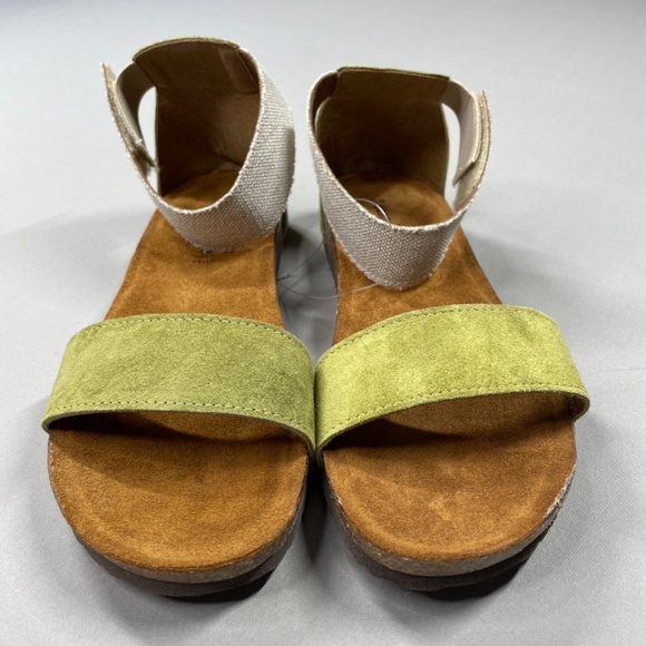 NEW Sundance Sandals Womens 7.5 green suede leather brown cork boho hippie - Picture 3 of 12